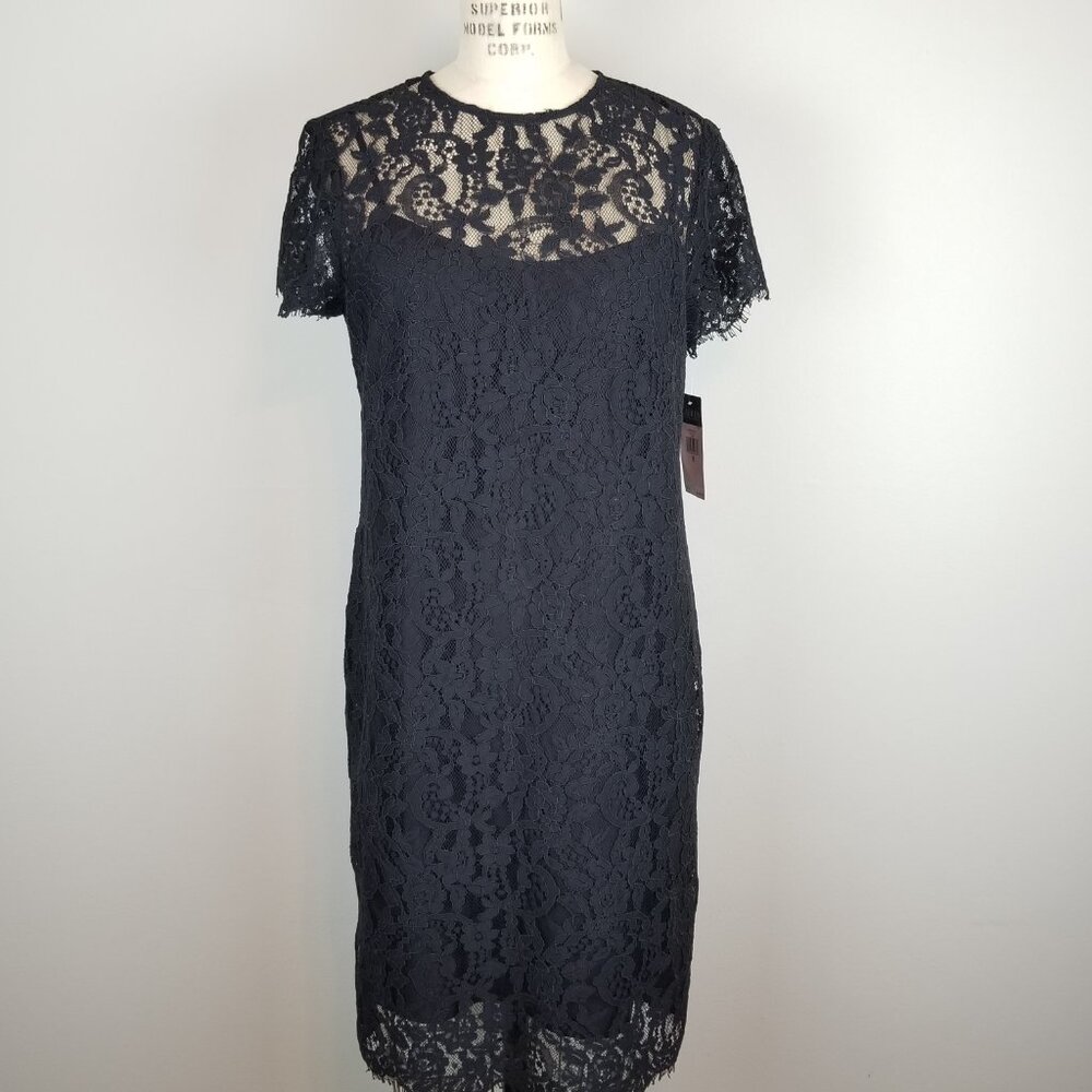 Black Corded Lace Sheath Dress by Lauren Ralph Lauren Ladies Size 6 NEW w/TAGS